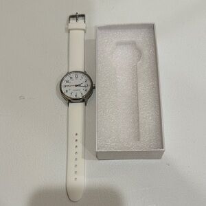 White Analog Watch with Silver Accents